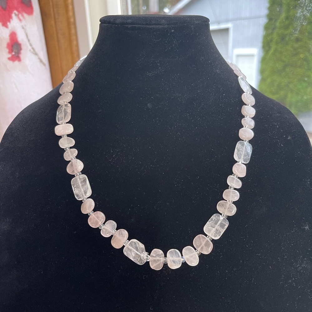 Rose Quartz Demi Parure Necklace & Earring Set